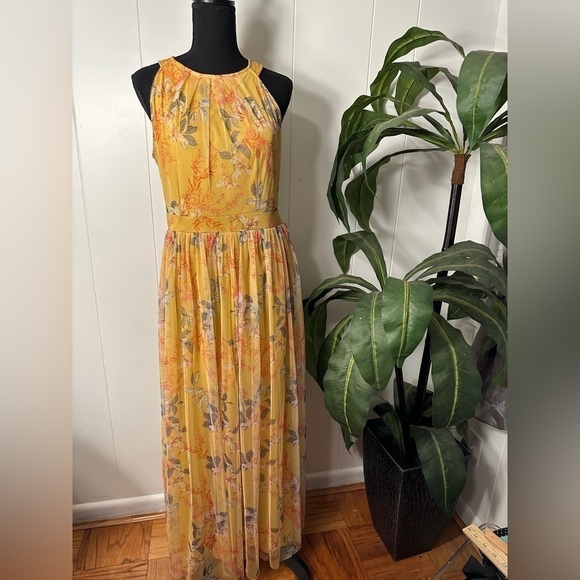 Candalite Yellow Floral Long Dress, Size Medium - Picture 2 of 16